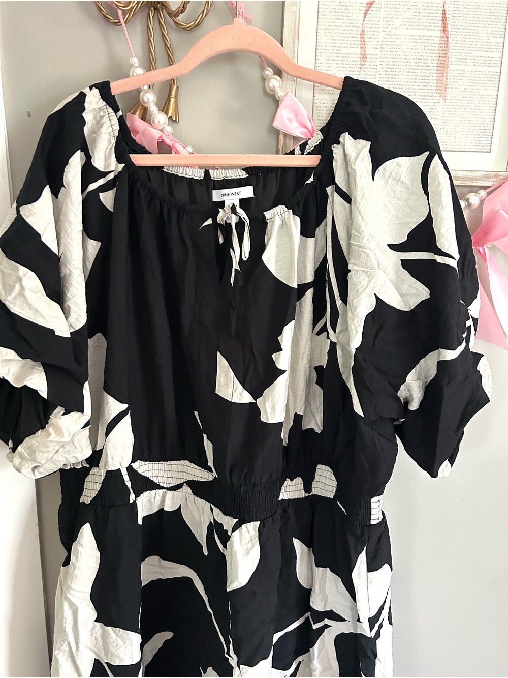 Nine West Plus Size Black & Cream Dress 2X